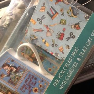 NIB Mug with Coaster & Tray Gift Set